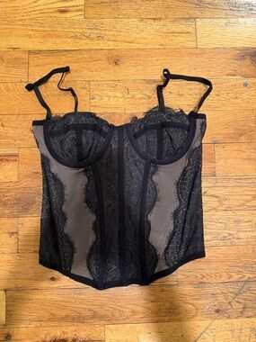 Urban Outfitters Sheer Black Lace Bustier Corset Top - Women Intimates